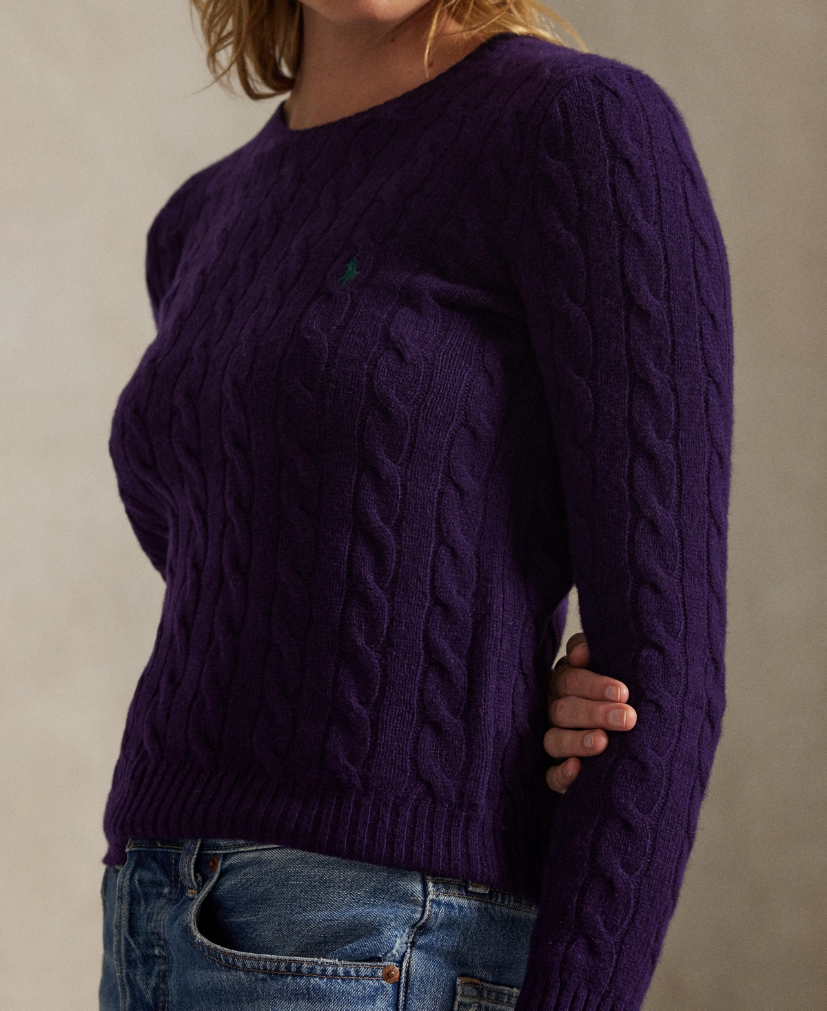 Polo Ralph Lauren Women's Cable Wool-cashmere Crewneck Sweater