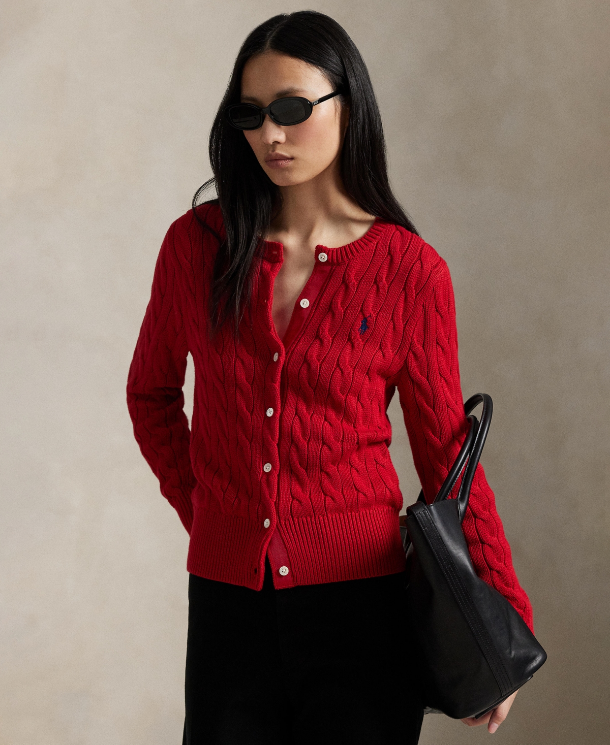 Polo Ralph Lauren Cable-knit Cardigan In Red