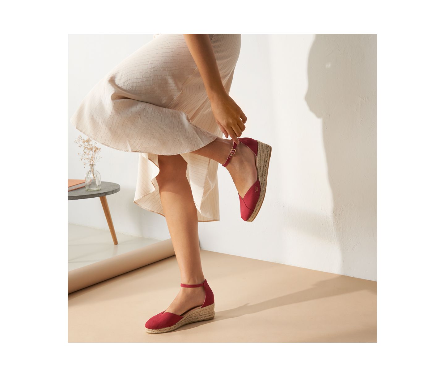Женские сандалии VISCATA Formiga Canvas Espadrille Wedges Ankle Strap, цвет: Красный — фото 6