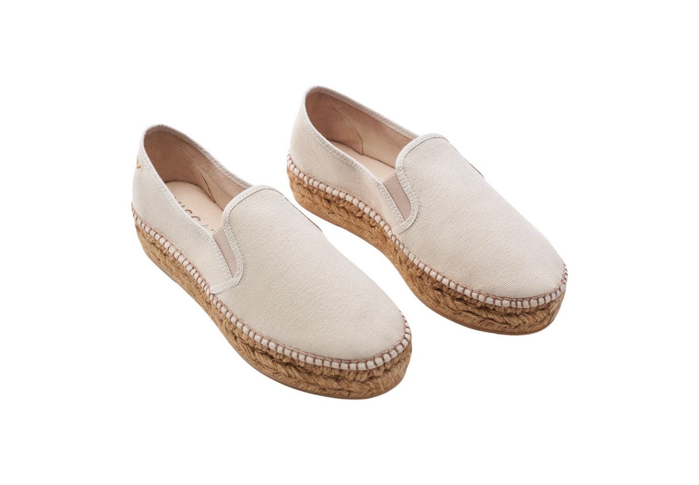 Женские сандалии VISCATA Castell Canvas Espadrille Platforms Slip on, цвет: Бежевый — фото 2