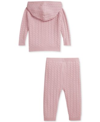 Baby Girls 2-Pc. Mini Cable-Knit Hoodie & Pant Set