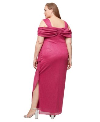 Plus Size Draped Cold-Shoulder Dress