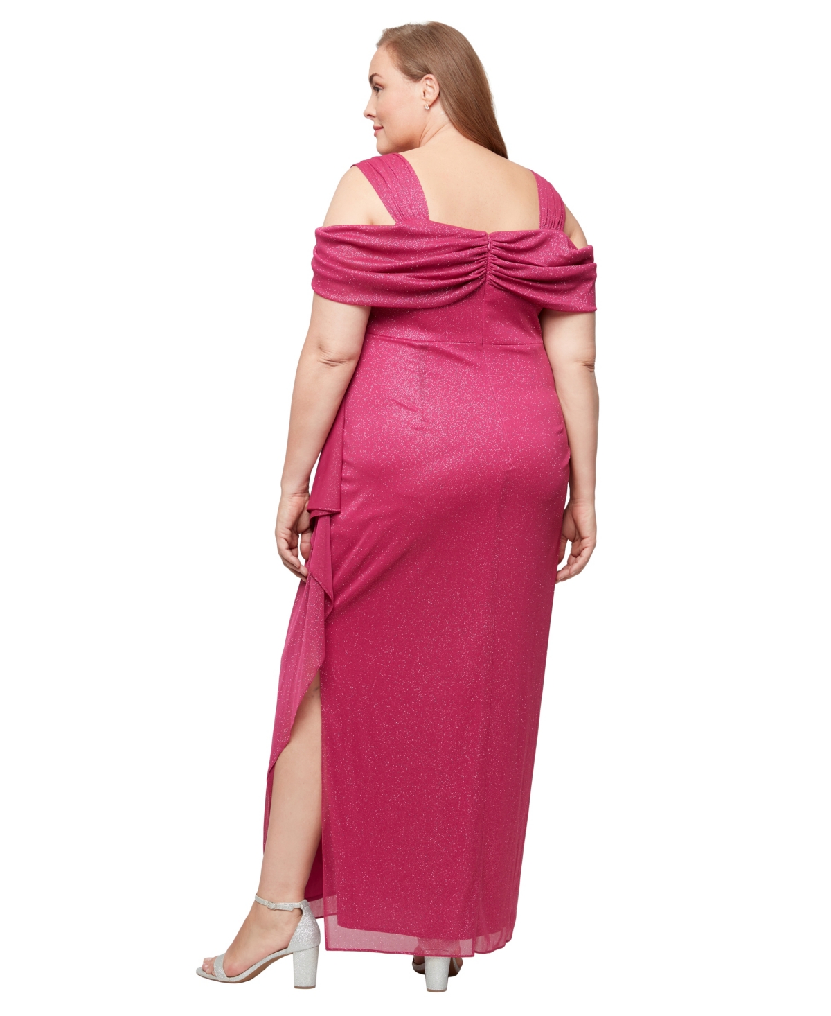 Alex Evenings Plus Size Draped Cold-shoulder Dress In Pink