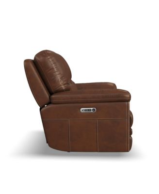 David 78" Pecan Leather Power Reclining Loveseat with Console