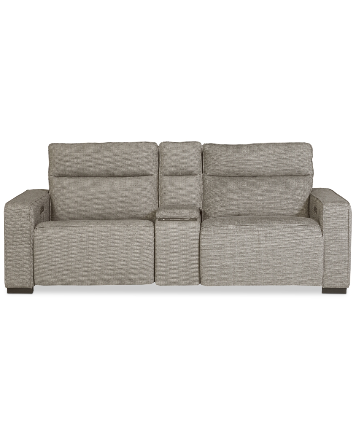 Macy's Miren 3-pc. Fabric Sectional With 2 Power Headrest Recliners With Console, Exclusively At  In Brown
