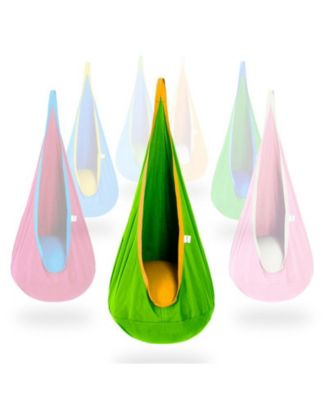 Cotton Kids Pod Swing Seat Blue Pink and Blue,Sensory Swing for Indoor and Outdoor