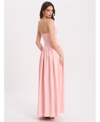 Women's Najwa Baby Pink Ruched Breast Drop Waist Maxi Dress