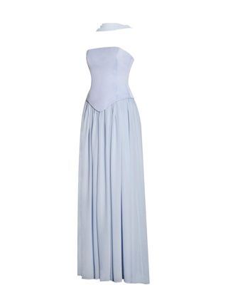 Women's Qianna Baby Blue Peplum Top Drop Waist Chiffon Gown
