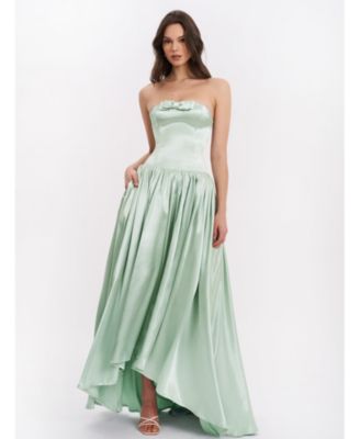 Women's Lael Mint Green Back Button Trailing Gown