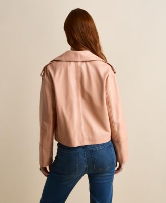 Women's Leather Cropped Trench Style Jacket, Created For Macy's