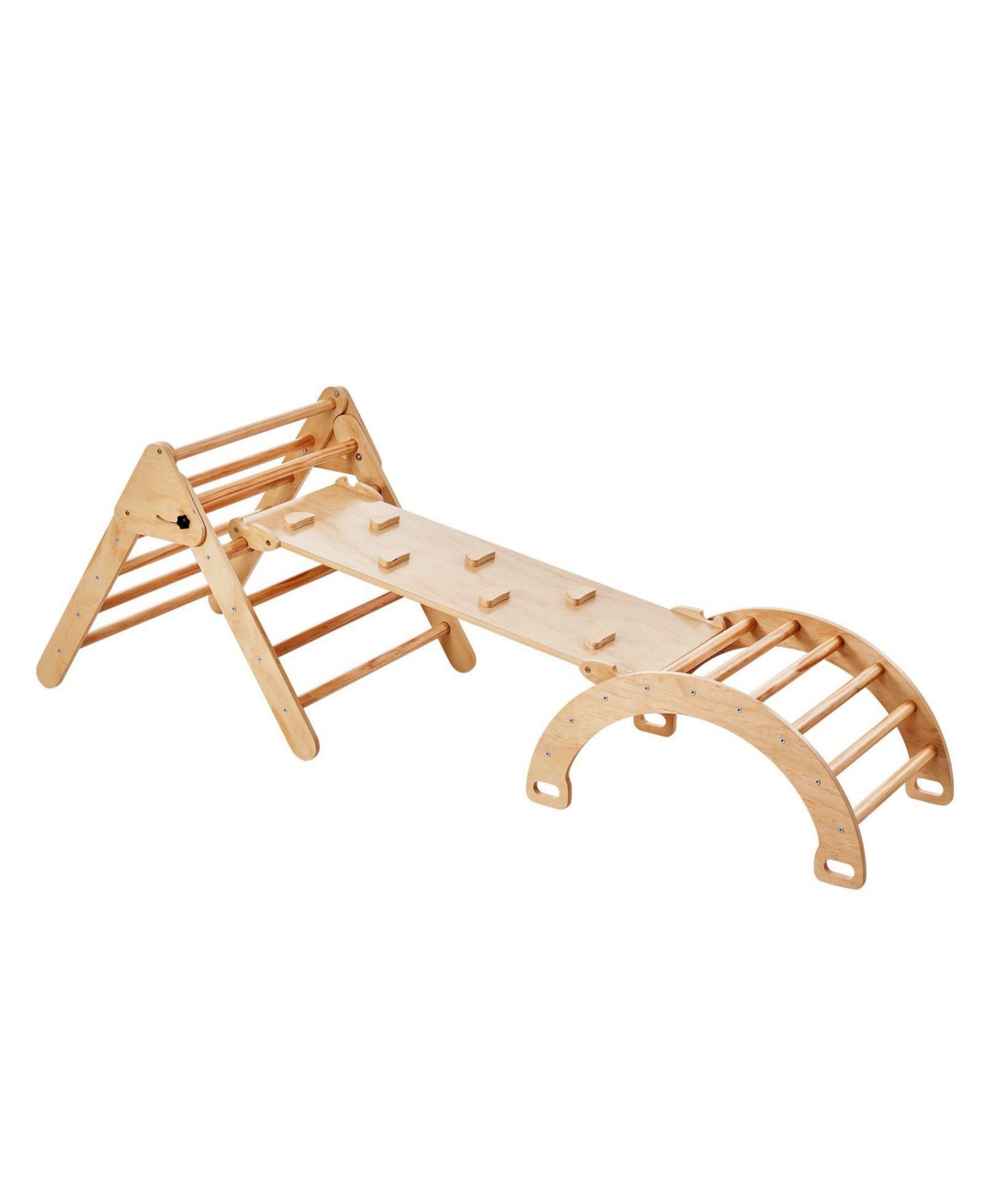 Toddler Wooden Pikler Triangle Set 5 in 1 Climbing Gym with Ramp and Arch Indoor