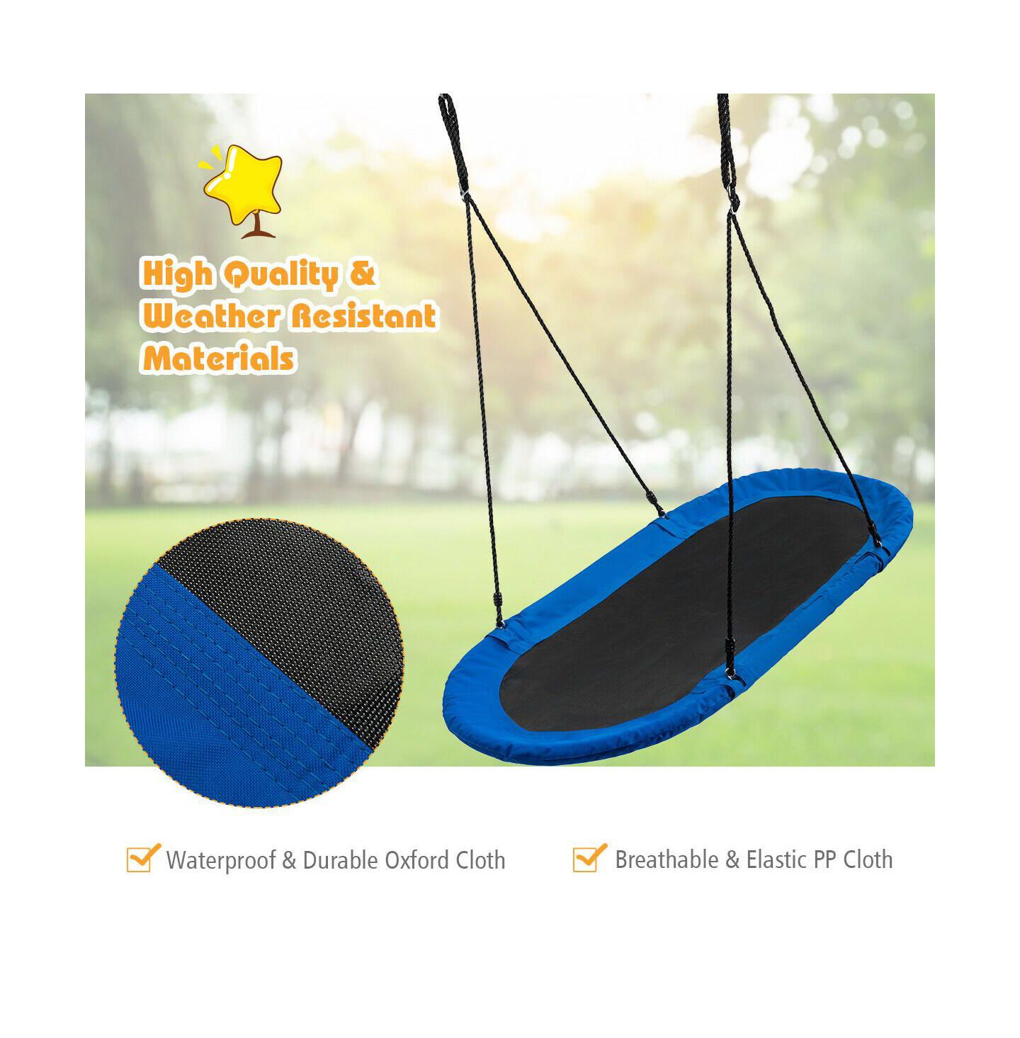 Детская игрушка Gymax 60" Oval Saucer Swing with Adjustable Height (40"-63") and 700 lbs Weight Capacity, Ages 3+, цвет: Синий — фото 3