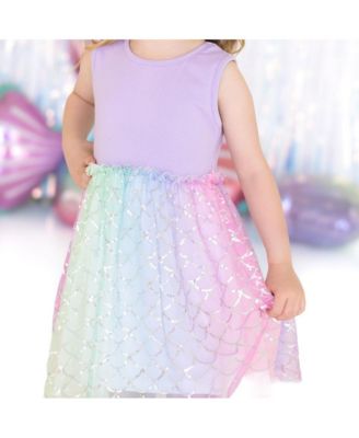 Little and Big Girls Rainbow Mermaid Tank Tutu Dress