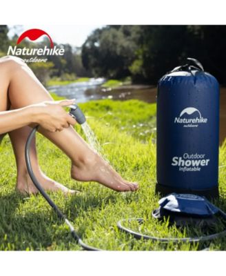 11 Litre Solar Heated Shower Bag, Outdoor Shower, Camping, Portable Pressure Shower with Foot Pump, Garden Shower