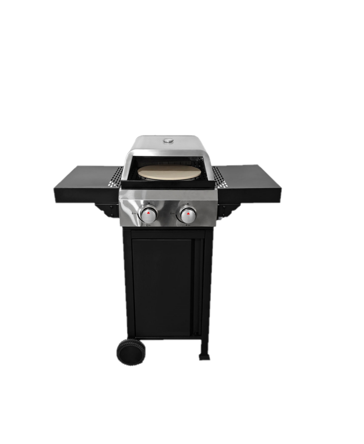 2 Burner 24,600 Btu Gas Grill with Pizza Oven and wheels - Black