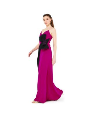 Women's Contrast Bow Detail Crepe Gown