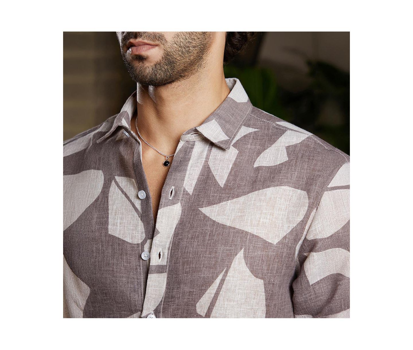 Мужская рубашка Cahoot Campus Sutra Ash Brown Abstract Heathered, цвет: Коричневый — фото 5