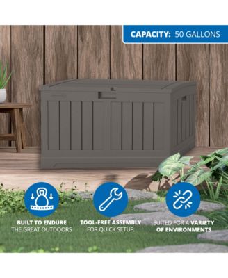 50 Gallon Plastic Deck Box with Molded Lockable Feature for Home, Gray