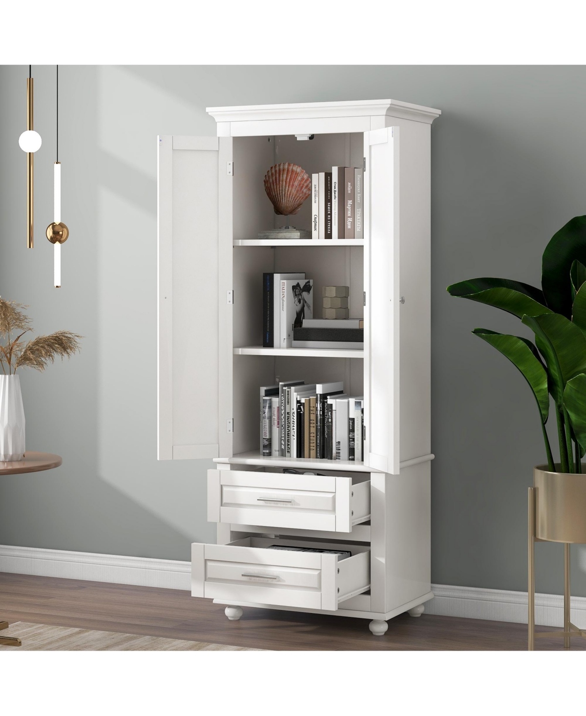 Casainc 62.5"H Tall Storage Cabinet with 2 Drawers for Bathroom or Office Use