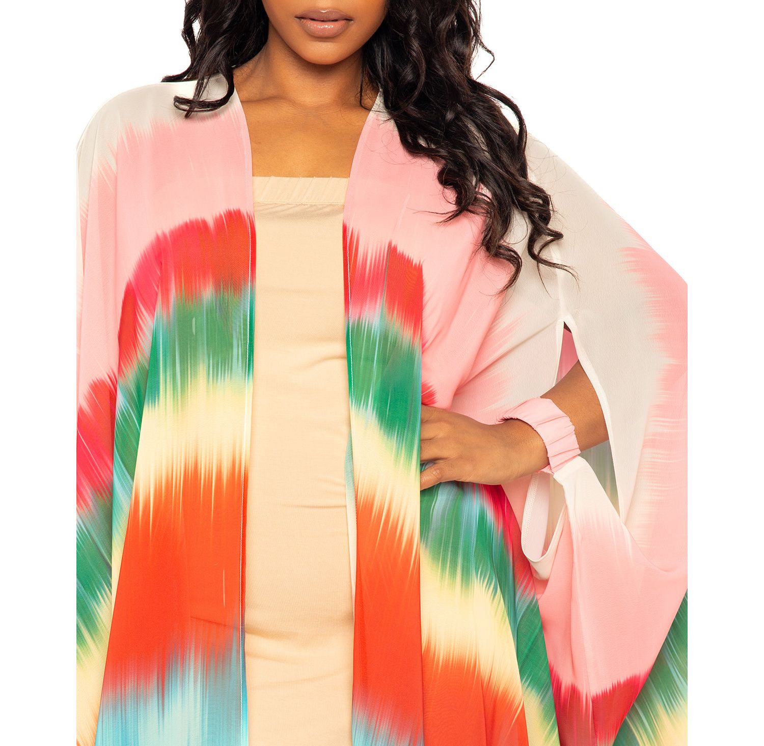 Women's Ombre Stripe Robe with Wrist Band