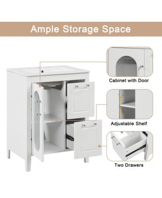 24" Bathroom Vanity with Sink, 2 Drawers and Door, Adjustable Shelf