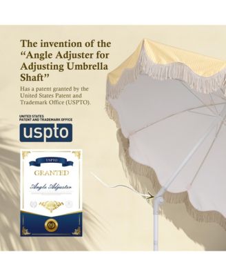 Ocean 6 Ft Beach Umbrella with 8 Ribs Sand Anchor Push Button Tilt with Heavier Tassle Carry Bag Outdoor Beach Pool Party Yellow Stripe