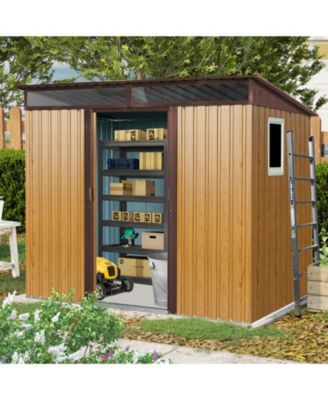 8ftx6ft Outdoor Metal Storage Shed with Window,Transparent plate and lockable sliding door
