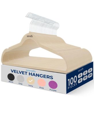 SereneLife 100 Pack Velvet Non-Slip Heavy Duty Adult Hangers – Ultra-Thin Space Saving Clothes Organizer with 360° Swivel Hook for Coats Shirts Dresses Closet Storage – Ivory - Macy's