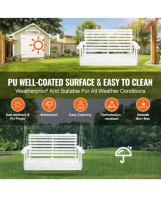 Wooden Porch Swing with Hanging Chains Heavy Duty Outdoor Bench for Patio or Garden