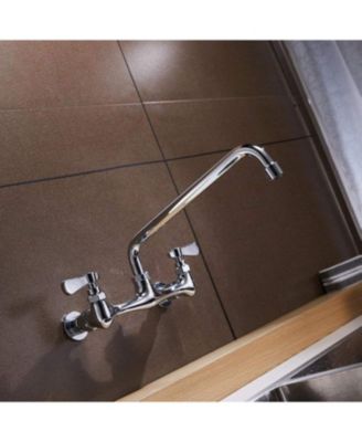 2-Handle Wall Mount 8&amp;#x22; Swivel Spout with 8&amp;#x22; Center Kitchen Faucet