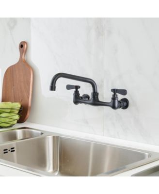 2-Handle Wall Mount 8" Swivel Spout with 8" Center Kitchen Faucet