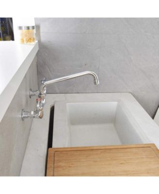 2-Handle Wall Mount Kitchen Faucet With 10 Inch Swivel Spout 8" Center In Polished Chrome