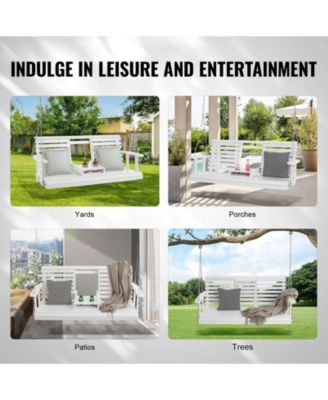 Sturdy Wooden Swing Bench with Chains for Porch Garden Deck or Courtyard Use