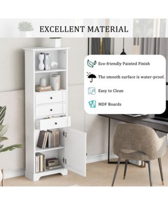 CASAINC 68.3"H Tall Storage Cabinet with 3 Drawers, Adjustable Shelves
