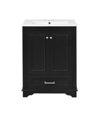 24" Freestanding Vanity with Sink, Silver Handles, Soft-Closing Doors