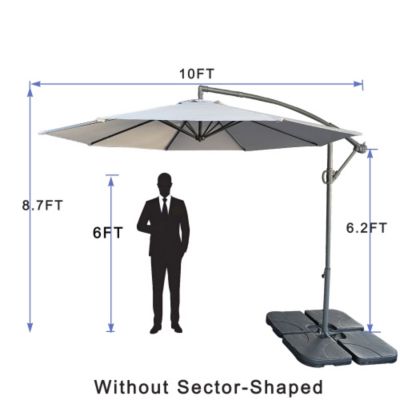 10ft Offset Patio Umbrella Cantilever Hanging Market Umbrella with Easy Tilt and Crank Beige