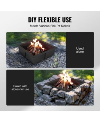 Square Steel Fire Pit Ring Liner – Heavy-Duty Outer Liner for DIY Campfire and Backyard Fire Pits