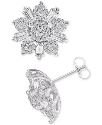 Diamond Flower Earrings (3/4 ct. t.w) in 14k White Gold