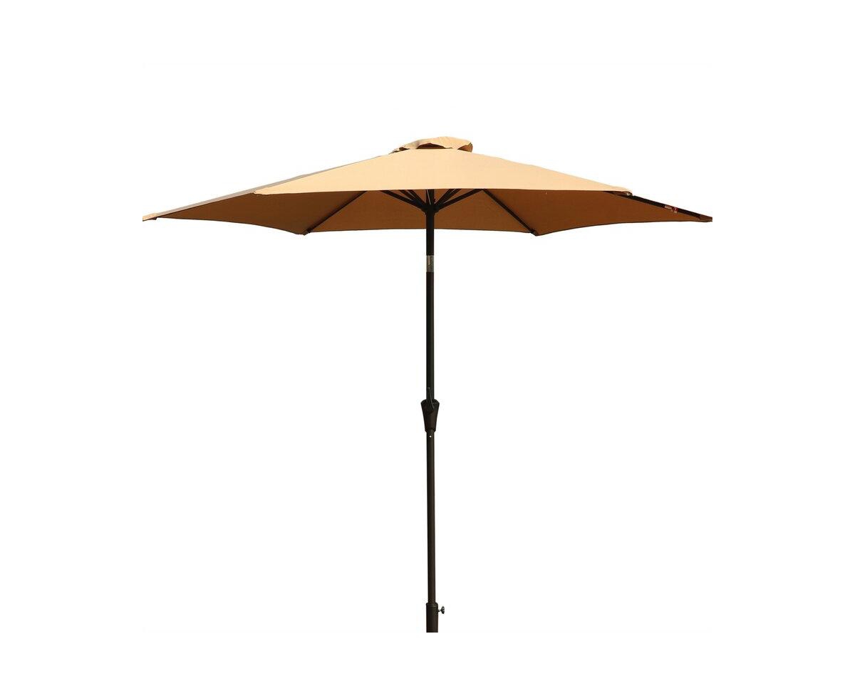 8.8 feet Outdoor Aluminum Patio Umbrellawith 42 Pound Square Resin Umbrella Base - brown