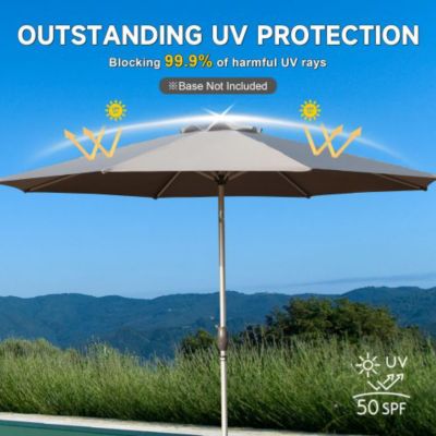 9FT Patio Umbrella Outdoor Table Umbrella with Push Button Tilt and Crank UV Protection Waterproof Gray