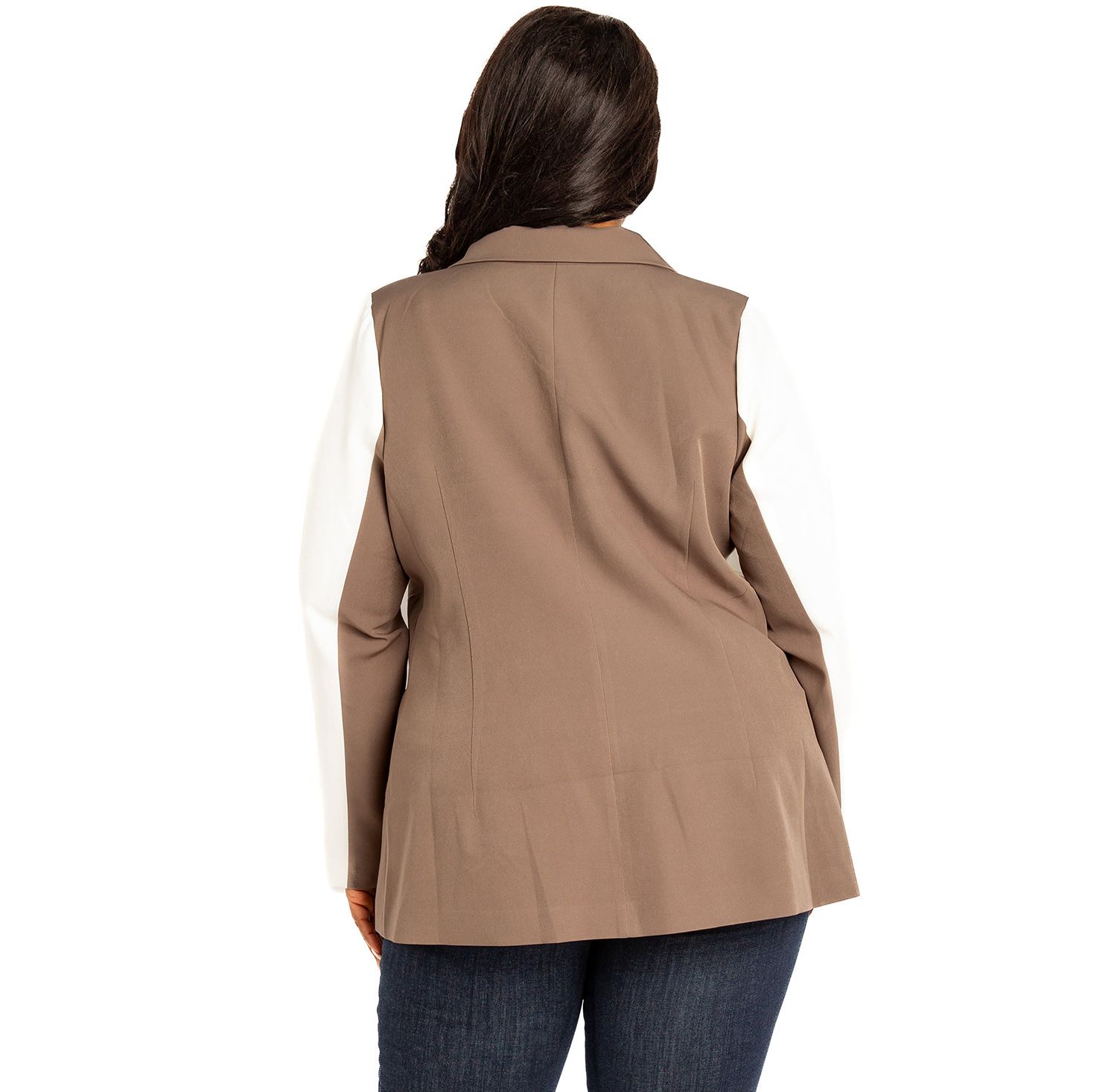 Plus Size Contrast Double Breasted Blazer