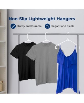 10 Pcs. Plastic Hangers - Non-Slip, Sturdy, and Heavy Duty Coat Set with 360&amp;#xB0; Swivel Hook for Clothes (White)