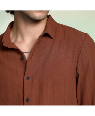 Men's Sienna Brown Woven-Lined Shirt