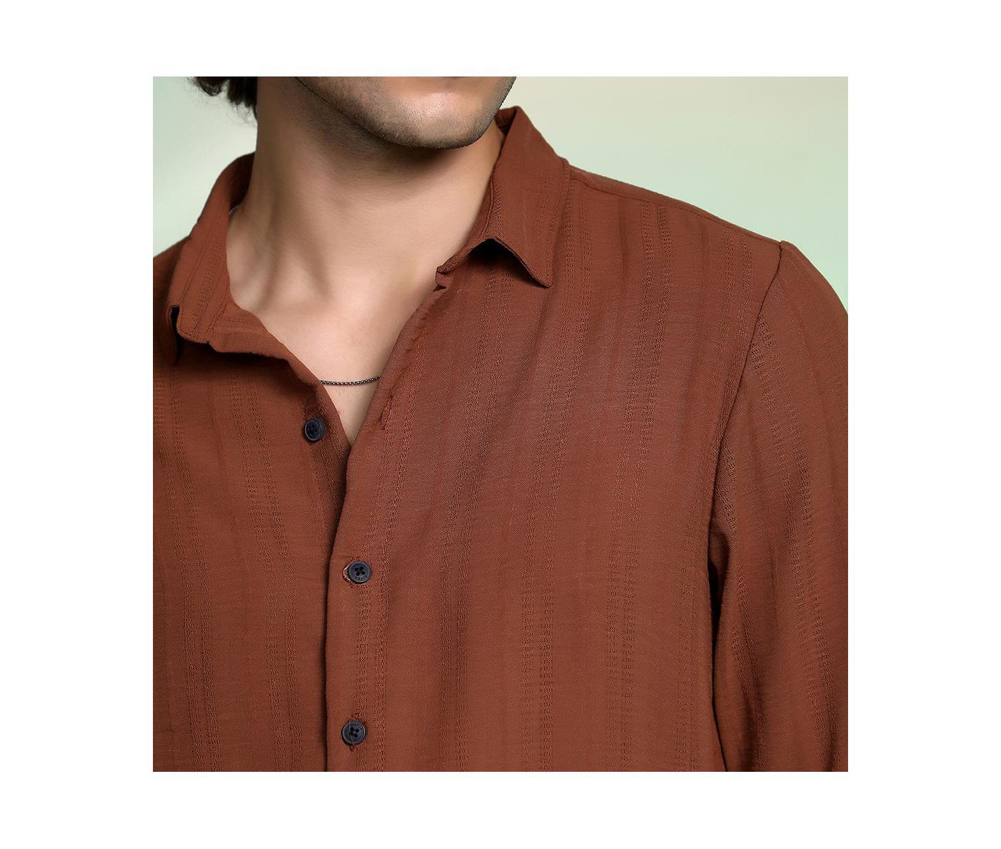 Мужская рубашка Cahoot Campus Sutra Sienna Brown Woven-Lined, цвет: Коричневый — фото 7