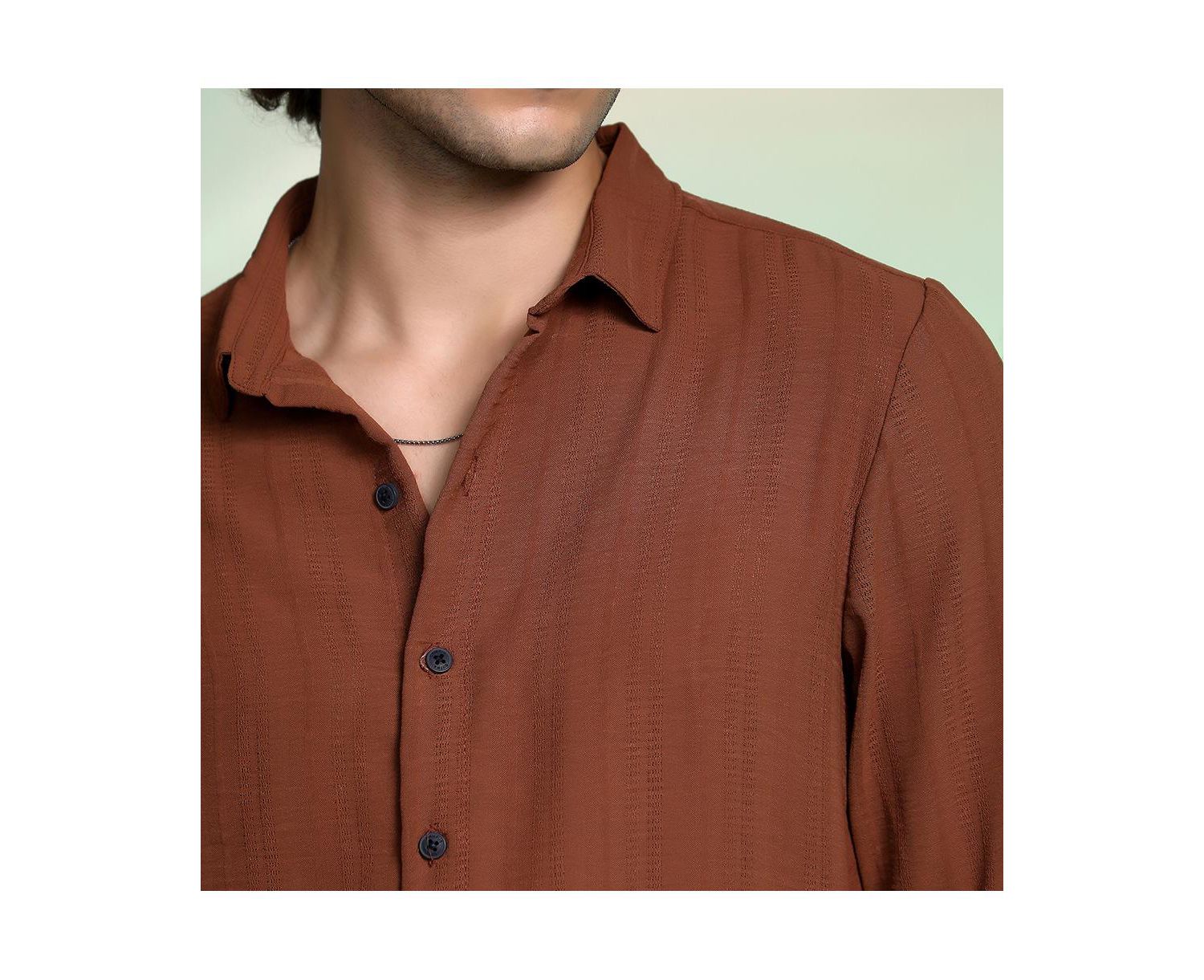 Men's Sienna Brown Woven-Lined Shirt