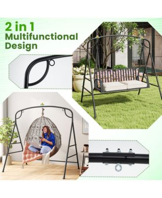 Swing Stand for Porch Heavy-Duty Metal Swing Frame w/ 2 Hanging Rings
