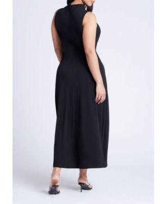 Women's Plus Size Mock Sleeveless Maxi Dress