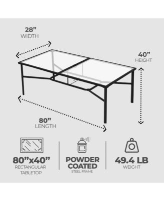 Sunny Isles Tempered Glass Top Patio Dining Table, Black