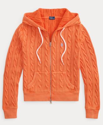 Women's Cable-Knit Cotton Full-Zip Hoodie Sweater