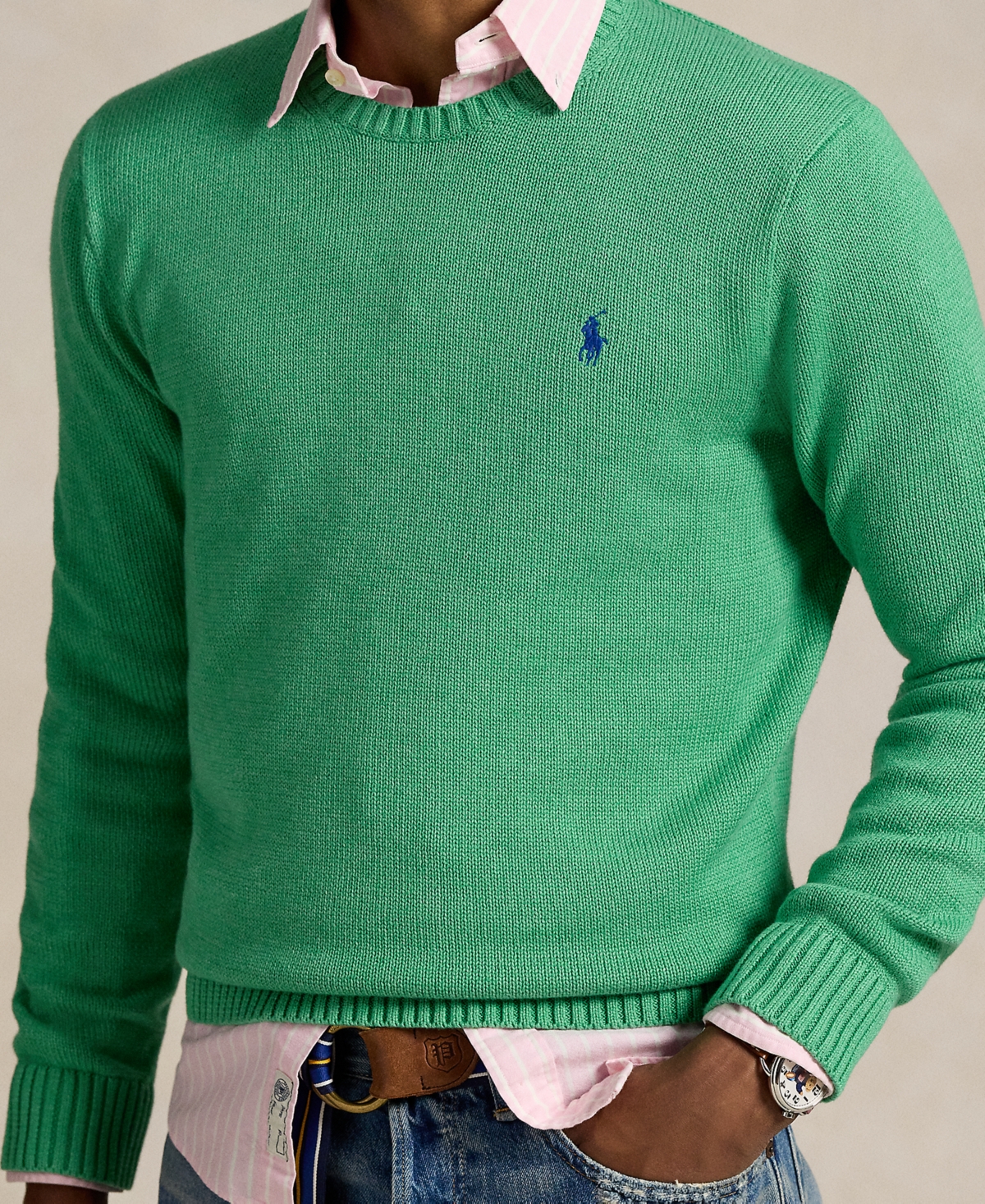 Polo Ralph Lauren Men's Cotton Crewneck Sweater In Green